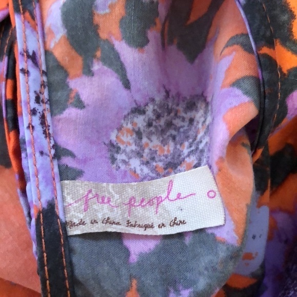 Free People Parker Orange Purple Floral Mini Dress Size 0 - Picture 11 of 11